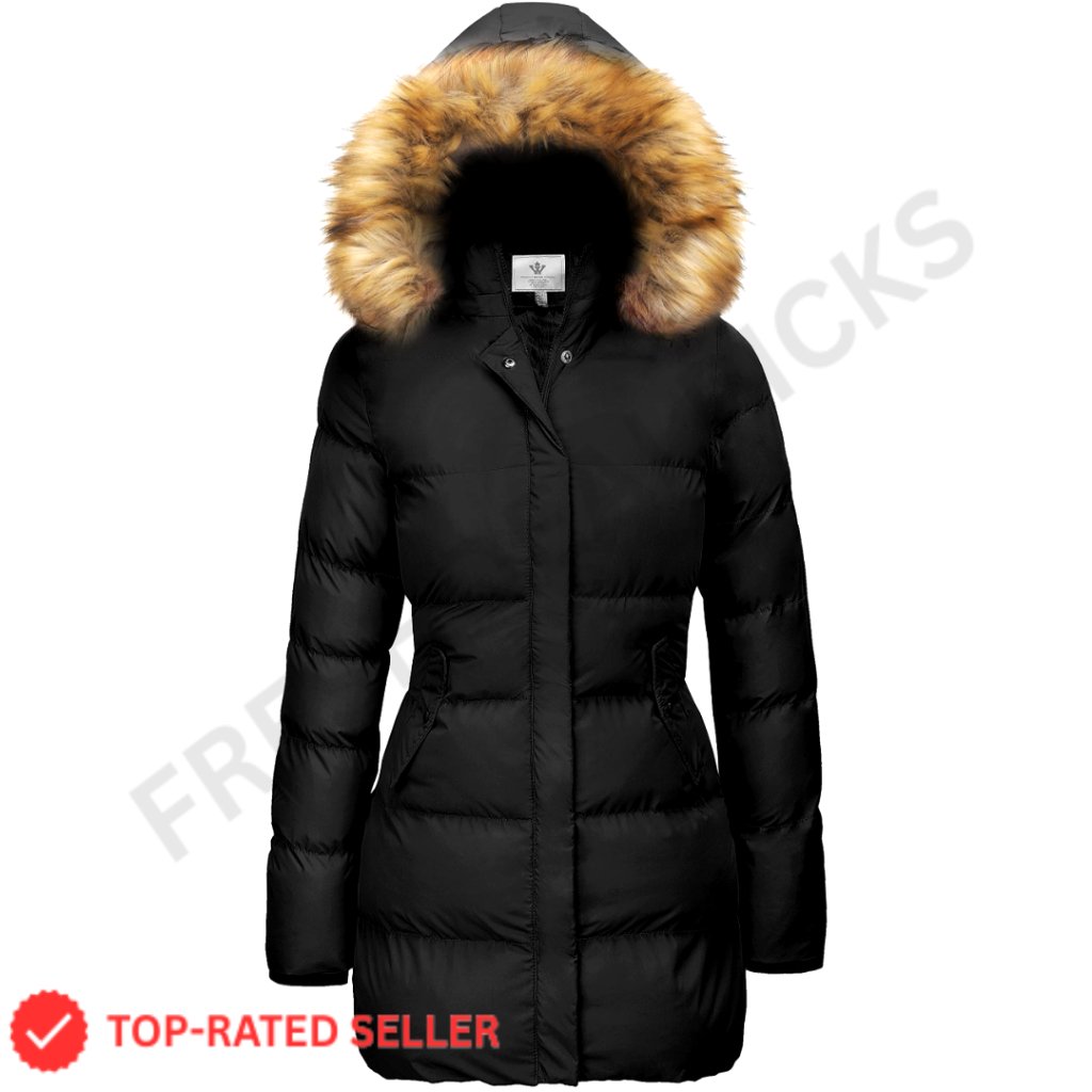 Winter Thicken Puffer Coat With Faux Fur Removable Hood